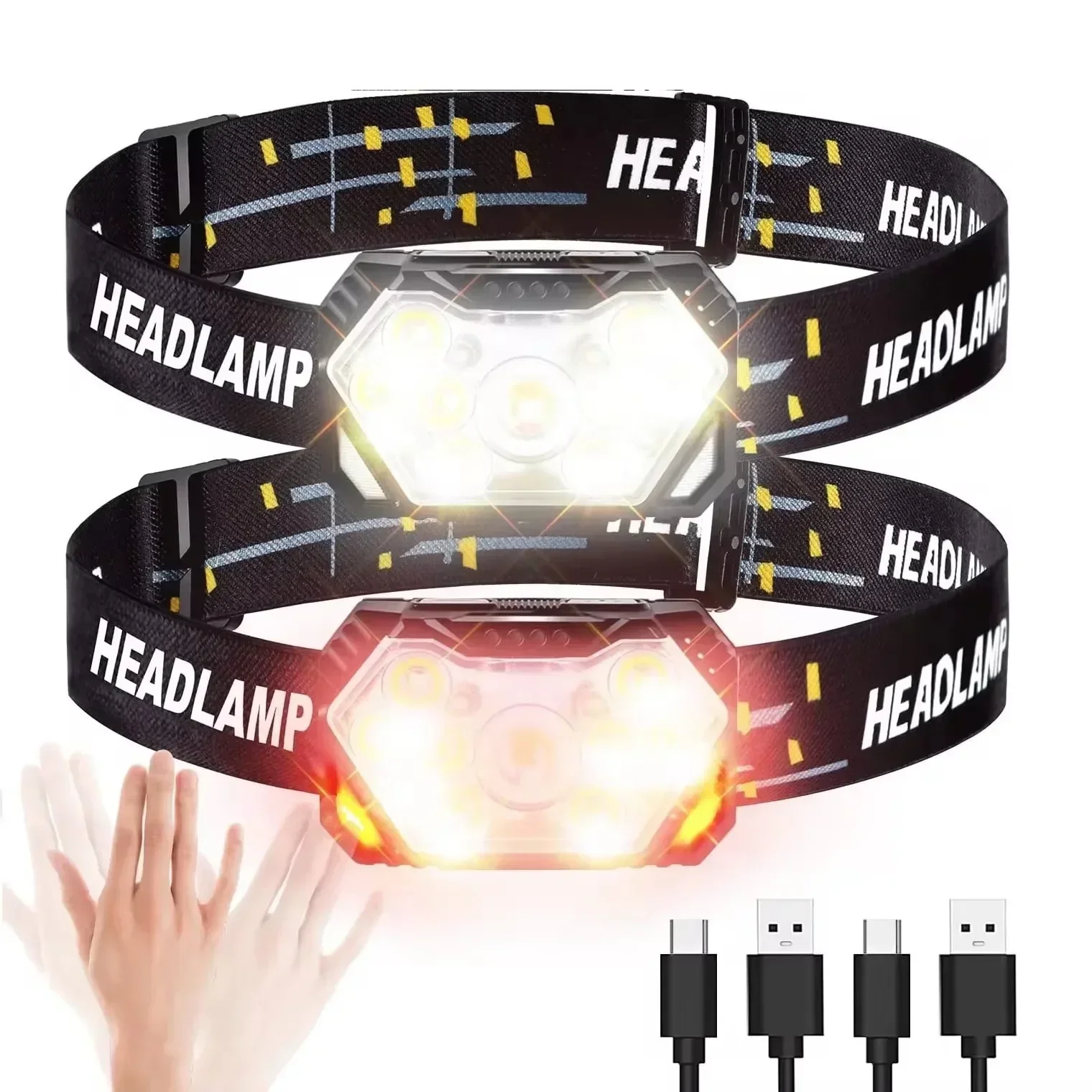 Fish Finder Battery - Lampe frontale à capteur LED puissante,